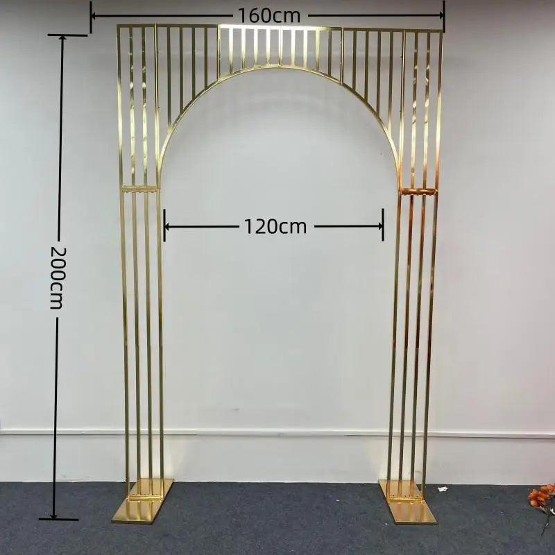 Shiny Gold-Plated Square Screen Backdrop Shelf, Wedding Arch, Geometric Flower, Door Stand, Artificial Flor, 2.2m, 1/3Pcs