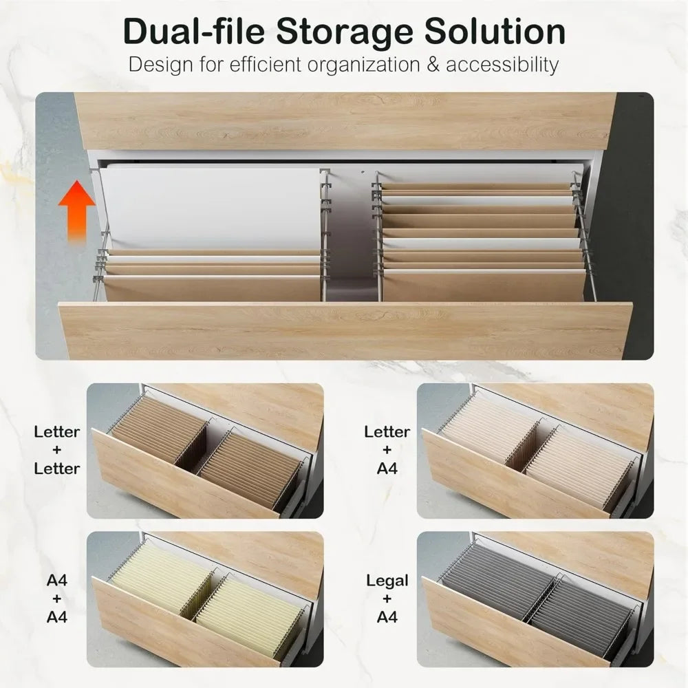 2 DRAWER LATERAL FILE CABINET- 31W x 28H WOOD FILING W/ ANTI-TILT