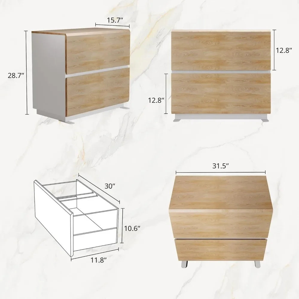 2 DRAWER LATERAL FILE CABINET- 31W x 28H WOOD FILING W/ ANTI-TILT