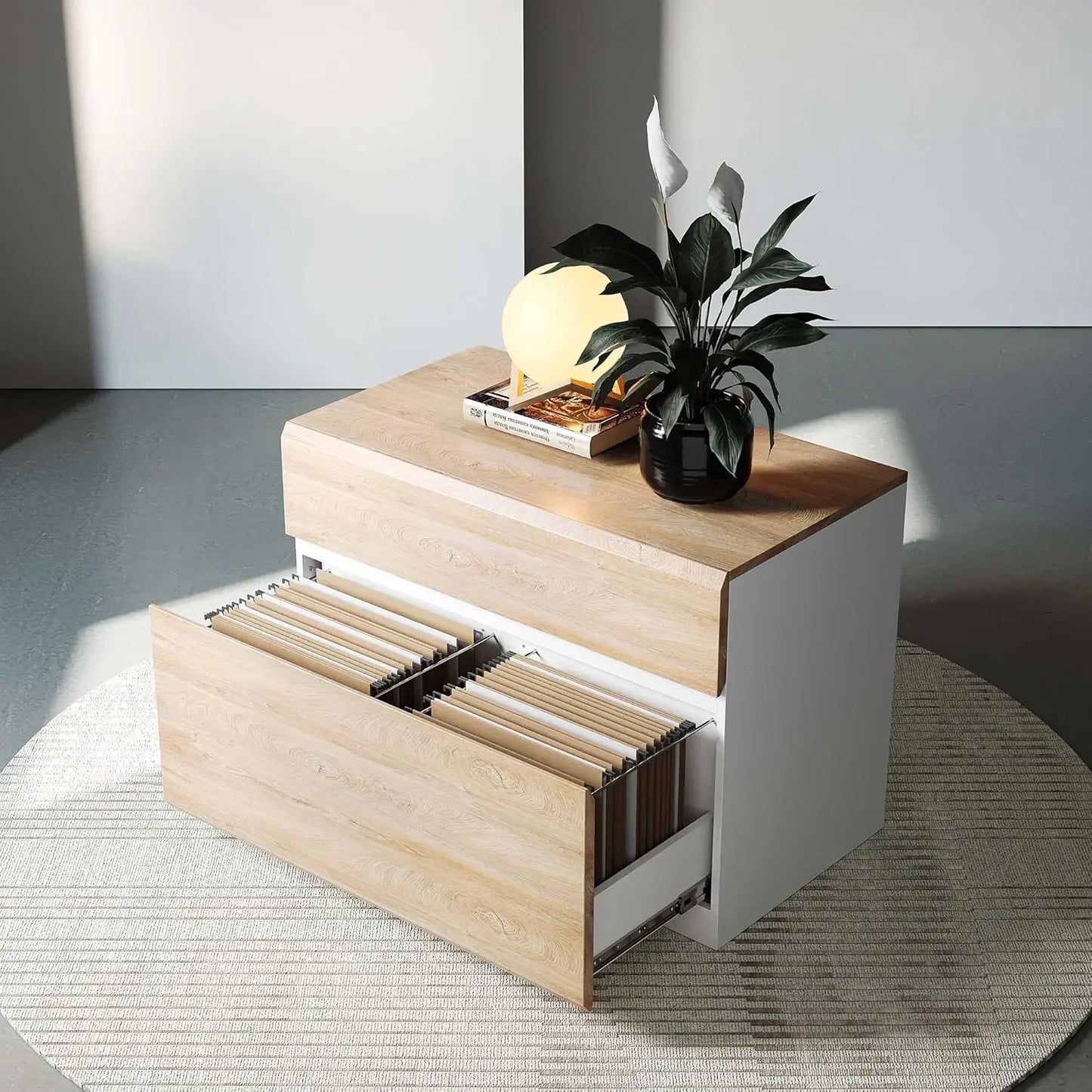 2 DRAWER LATERAL FILE CABINET- 31W x 28H WOOD FILING W/ ANTI-TILT