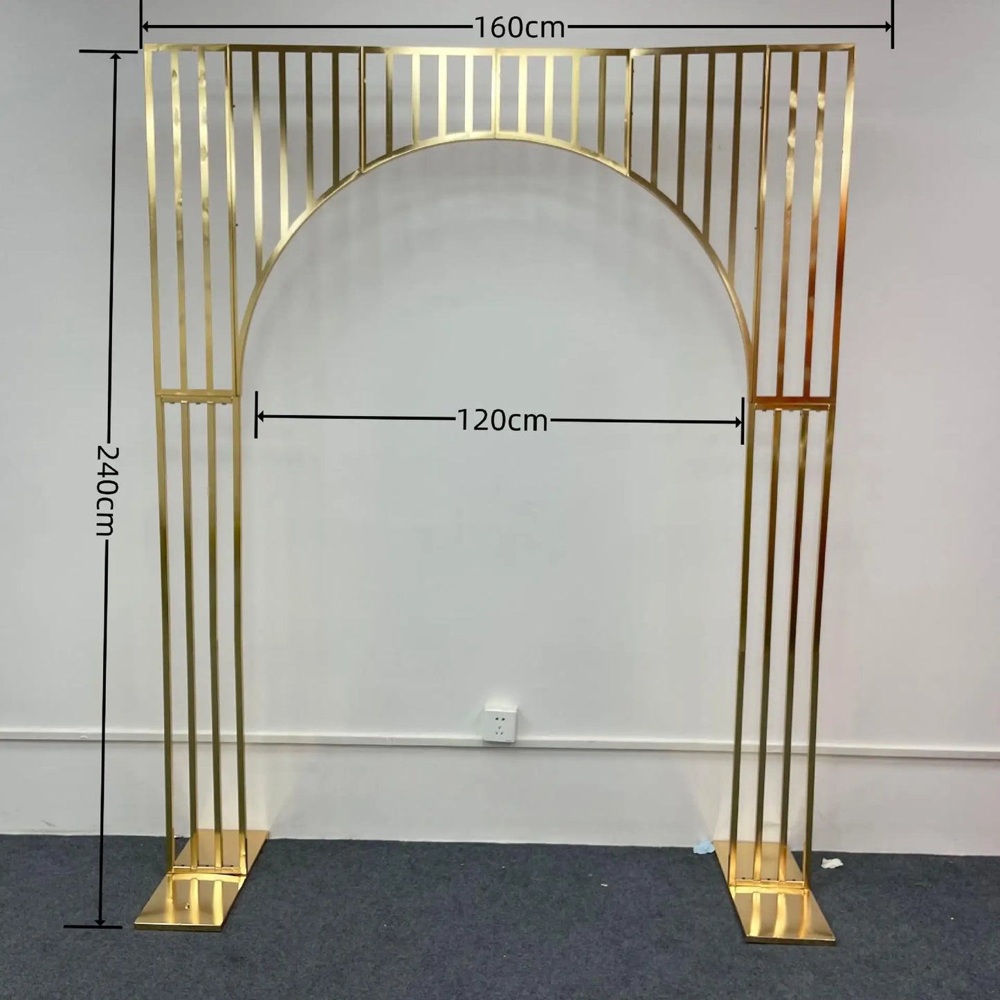 Shiny Gold-Plated Square Screen Backdrop Shelf, Wedding Arch, Geometric Flower, Door Stand, Artificial Flor, 2.2m, 1/3Pcs