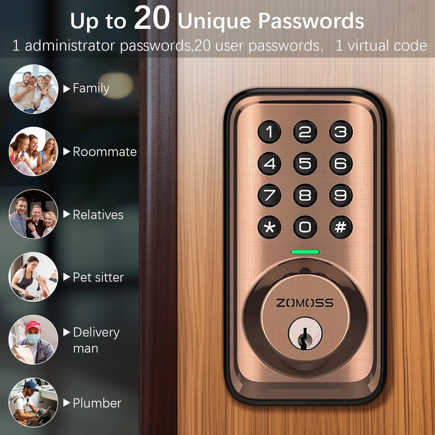 Keypad Door Lock-Keyless Entry Door Lock-Smart Deadbolt Lock-Anti-Peeking Password-Auto Lock Easy To Install