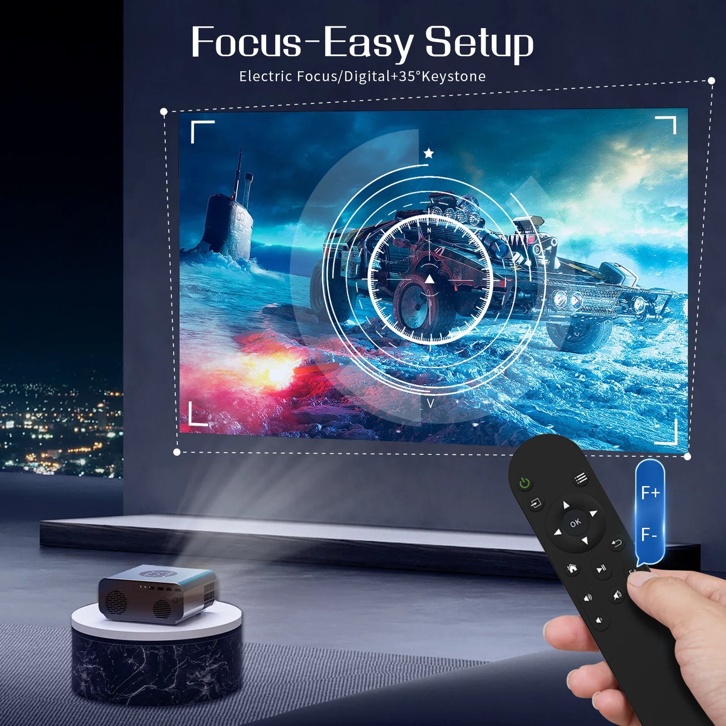 Outdoor Movie Projector 500ANSI ,Compatible With HDMI/USB/PC