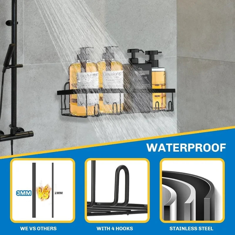 Shower Caddy 9 Pack,Adhesive Organizer for Bathroom Decor Accessories & Kitchen Storage,No Drilling,Large Capacity,