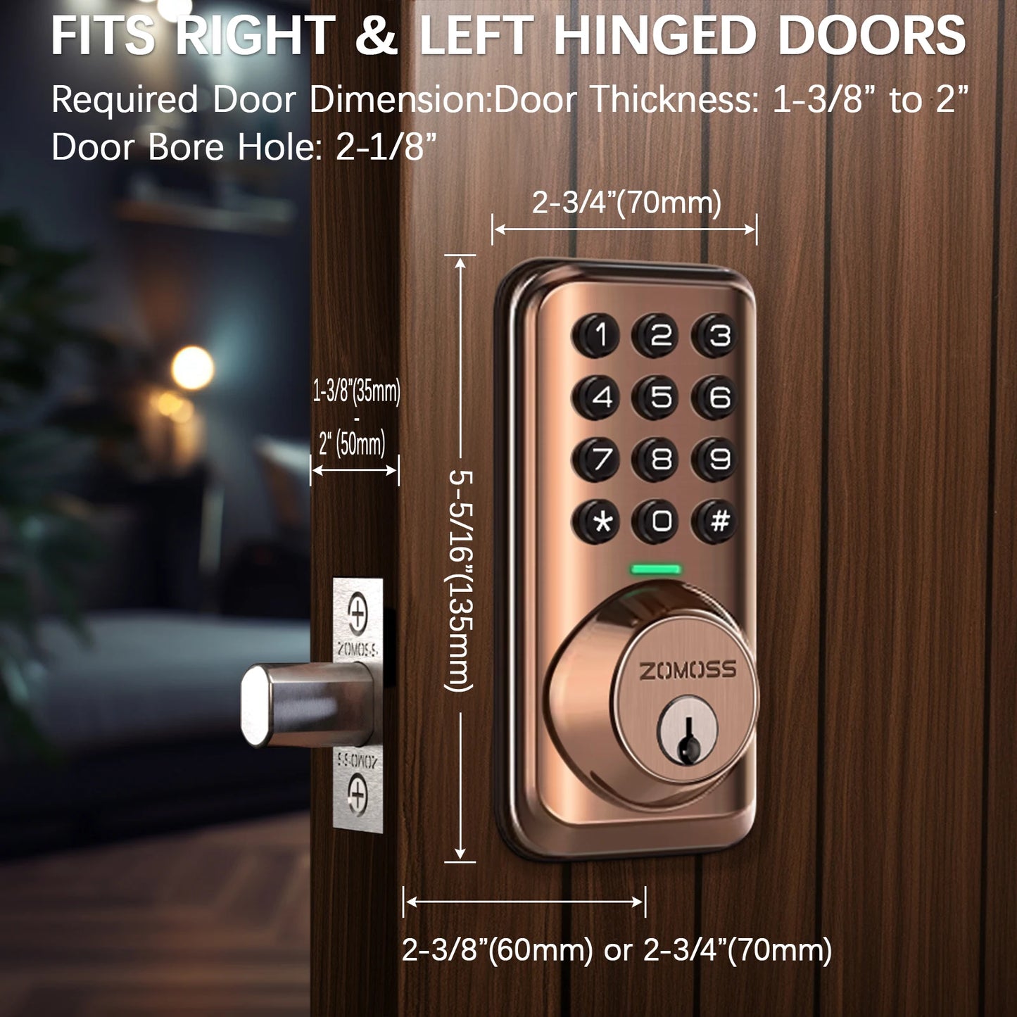 Keypad Door Lock-Keyless Entry Door Lock-Smart Deadbolt Lock-Anti-Peeking Password-Auto Lock Easy To Install