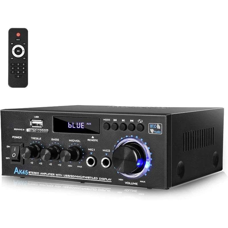 AK45 Stereo Audio Amplifier, 40W Wireless Bluetooth