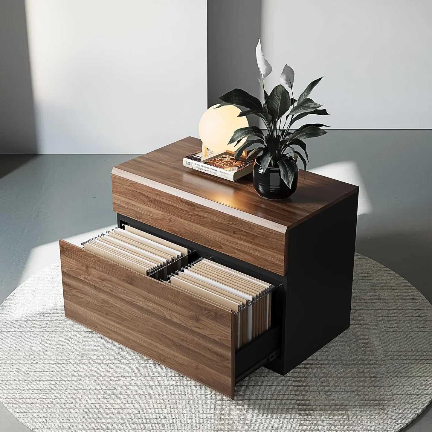 2 DRAWER LATERAL FILE CABINET- 31W x 28H WOOD FILING W/ ANTI-TILT
