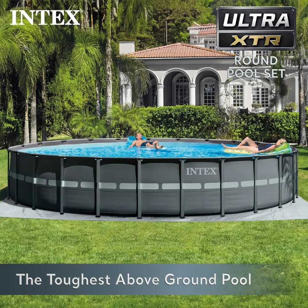 DELUXE ABOVE GROUND SWIMMING POOL SET, CARTRIDGE SAND FILTER PUMP, PUNCTURE RESISTANT