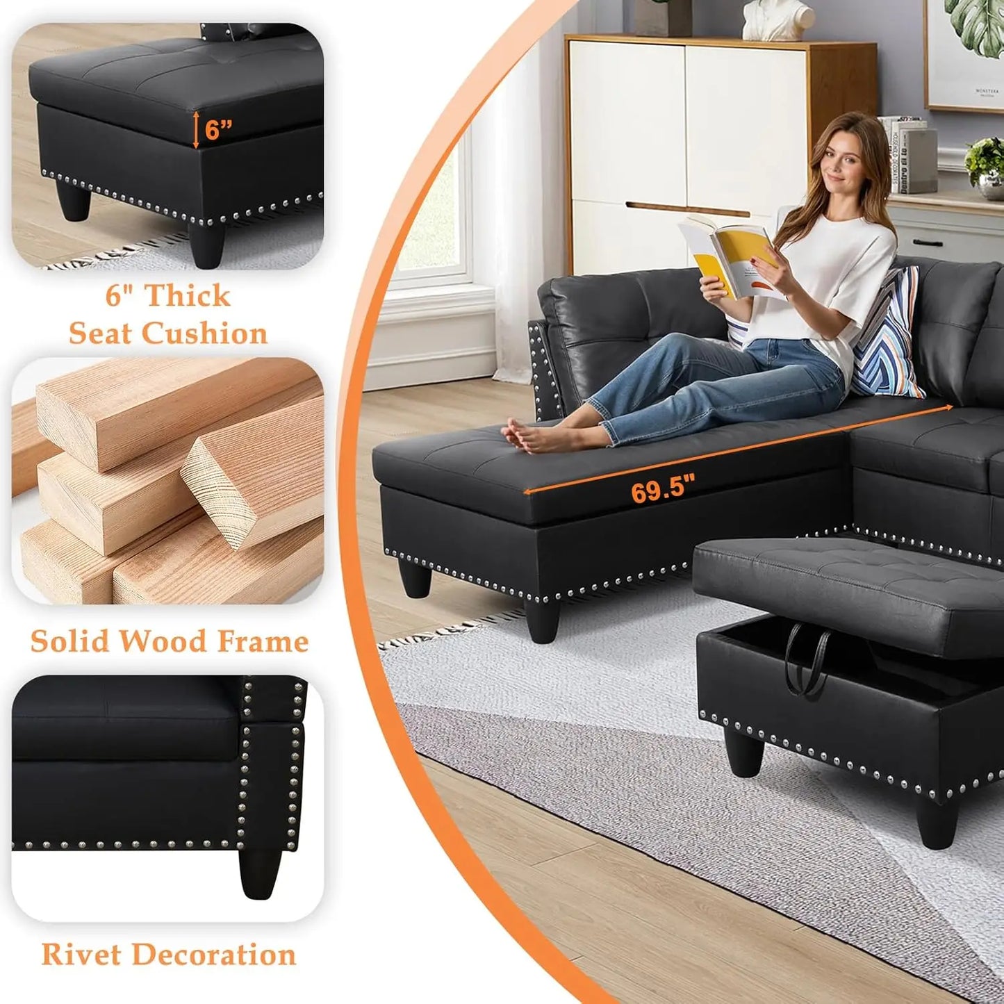 SECTIONAL SOFA COUCH 4 SEATERS