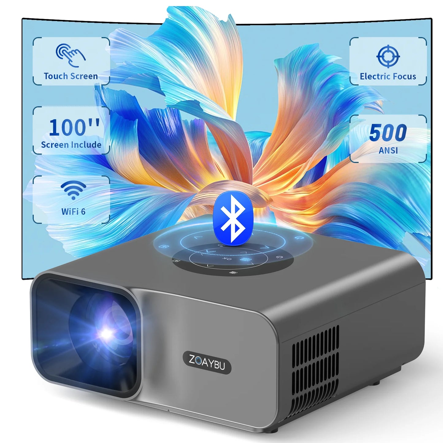 Outdoor Movie Projector 500ANSI ,Compatible With HDMI/USB/PC