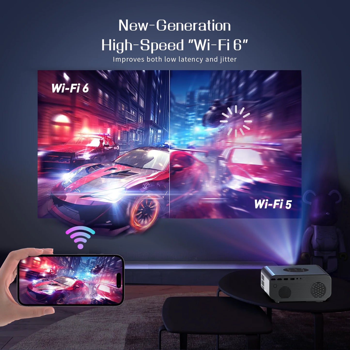 Outdoor Movie Projector 500ANSI ,Compatible With HDMI/USB/PC