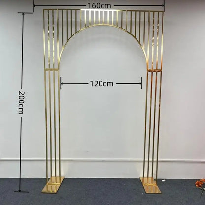 Shiny Gold-Plated Square Screen Backdrop Shelf, Wedding Arch, Geometric Flower, Door Stand, Artificial Flor, 2.2m, 1/3Pcs