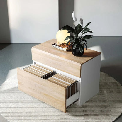 2 DRAWER LATERAL FILE CABINET- 31W x 28H WOOD FILING W/ ANTI-TILT