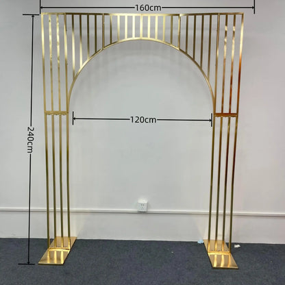 Shiny Gold-Plated Square Screen Backdrop Shelf, Wedding Arch, Geometric Flower, Door Stand, Artificial Flor, 2.2m, 1/3Pcs