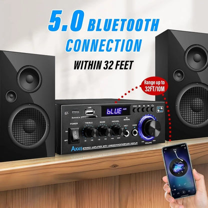 AK45 Stereo Audio Amplifier, 40W  Wireless Bluetooth