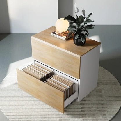 2 DRAWER LATERAL FILE CABINET- 31W x 28H WOOD FILING W/ ANTI-TILT