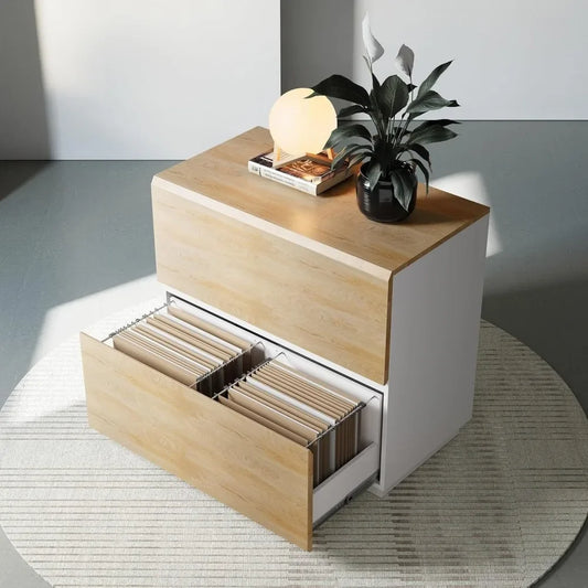 2 DRAWER LATERAL FILE CABINET- 31W x 28H WOOD FILING W/ ANTI-TILT