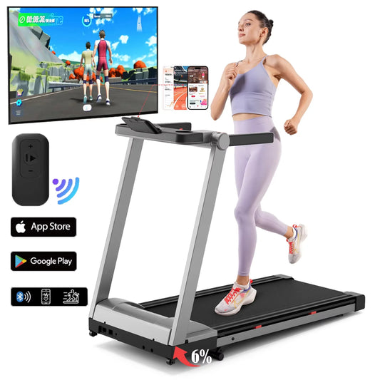 3.5HP Foldable Incline Home Treadmill 350LBS Capacity Touch Screen Smart App Data Monitoring