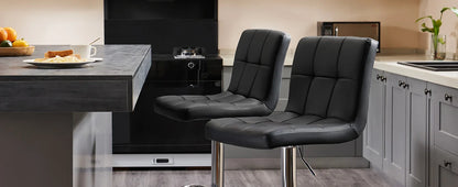 2 Leather Upholstered Bar Stools,  Comfortbale Backrest