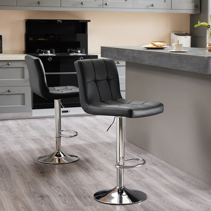 2 Leather Upholstered Bar Stools,  Comfortbale Backrest