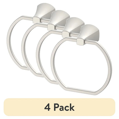 4 Pack Satin Nickel Wall Mount Towel Ring Rust Resistant Bathroom Hardware Easy Install Durable Stylish Home Accessory
