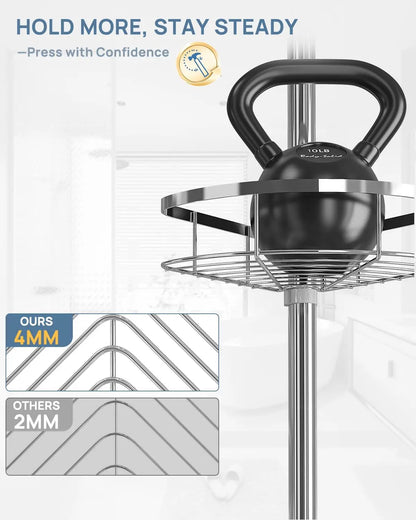Rustproof Shower Corner Caddy Organizer for Bathroom 4Adjustable Shelves with Tension Pole  for Bathtub Shampoo Accessories