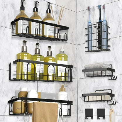 Shower Caddy 9 Pack,Adhesive Organizer for Bathroom Decor Accessories & Kitchen Storage,No Drilling,Large Capacity,