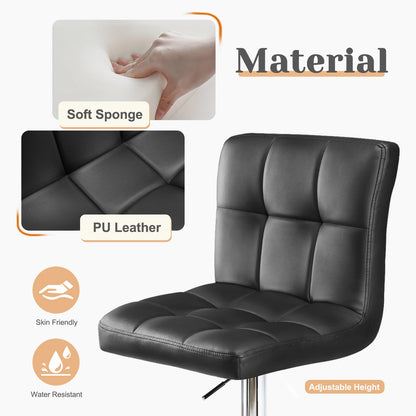 2 Leather Upholstered Bar Stools,  Comfortbale Backrest
