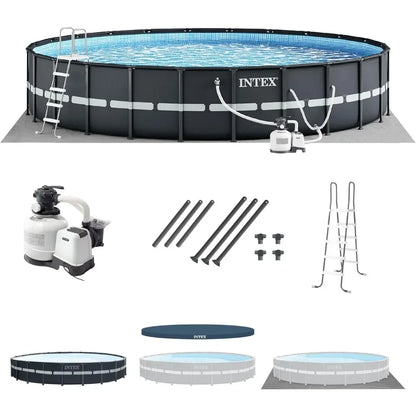 DELUXE ABOVE GROUND SWIMMING POOL SET, CARTRIDGE SAND FILTER PUMP, PUNCTURE RESISTANT