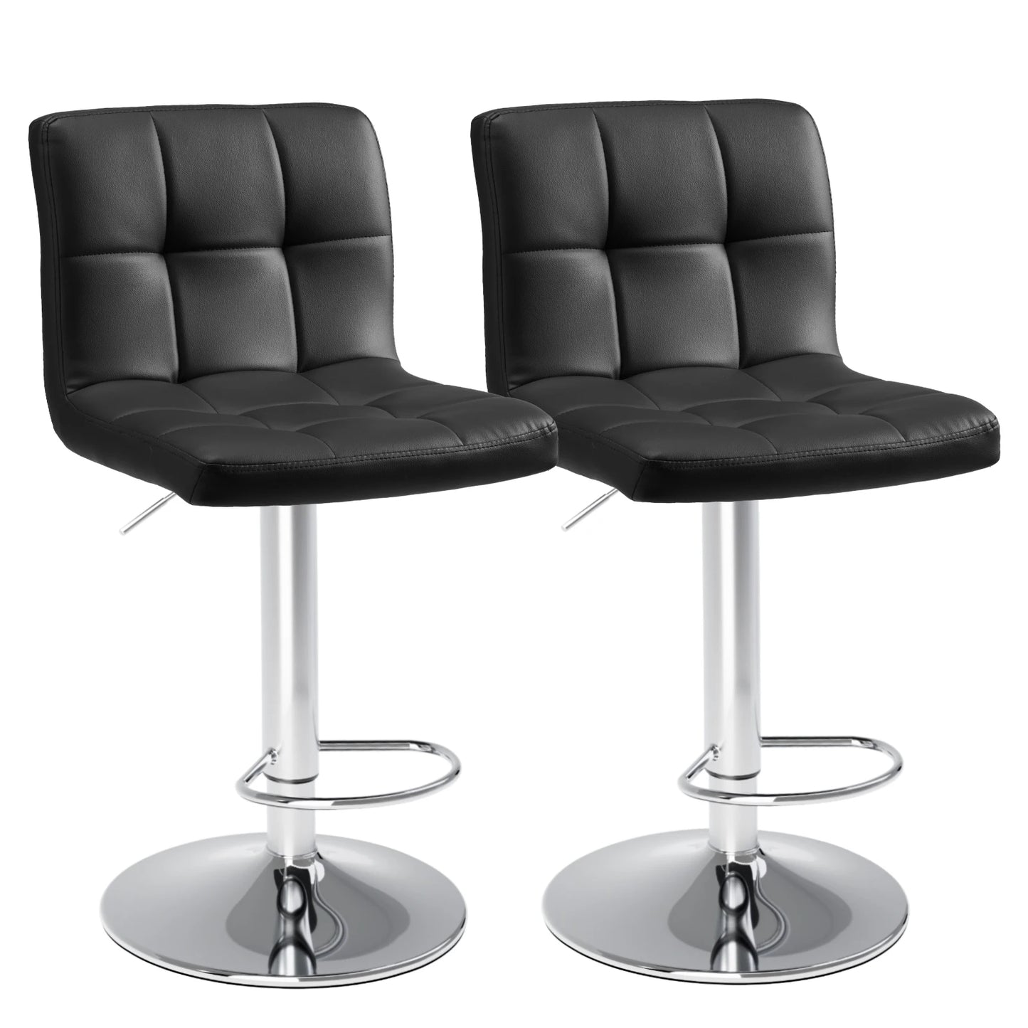 2 Leather Upholstered Bar Stools,  Comfortbale Backrest