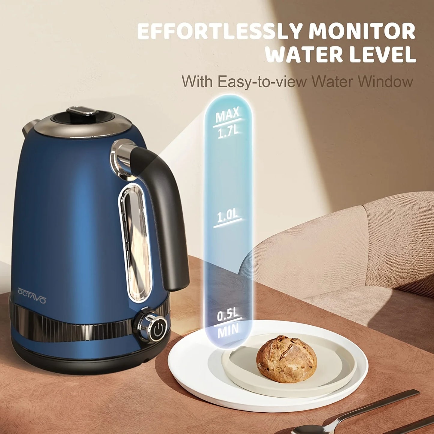 1pc 1.8QT Electric Kettle With  7 Heat Settings & LED Display,   (1100W) ,